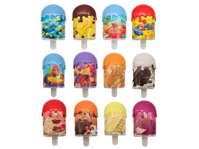 12-Pack Popsicle Style Plastic Storage Containers with Decorative Wrap Labels – Banana Fudge Design