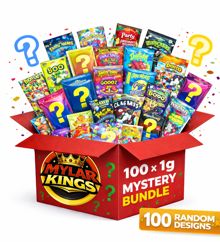 100 Pack 1g Mini (3"x3.5") Bags Mystery Bundle Storage Pouches Assorted Designs