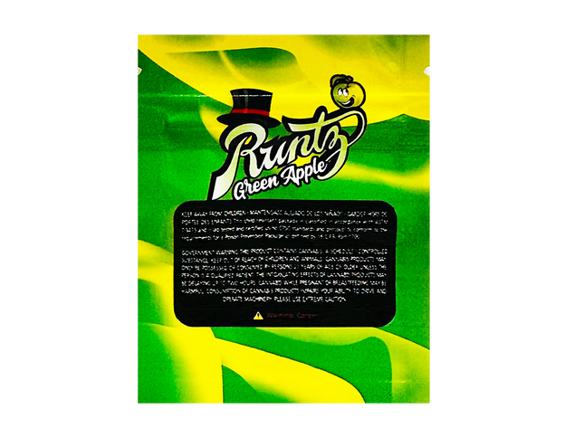 100 Pack 1g Unique Mylar Bags – Green Apple Graphic