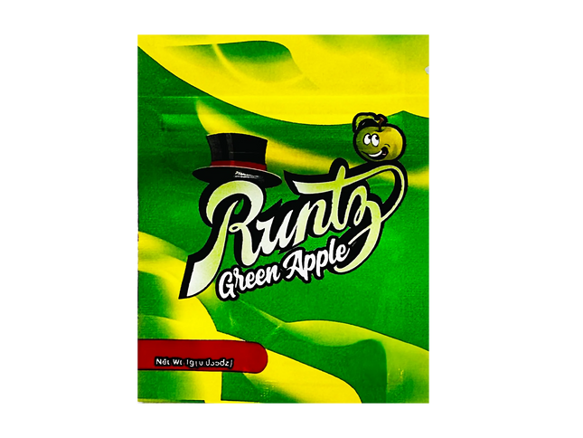 100 Pack 1g Unique Mylar Bags – Green Apple Graphic