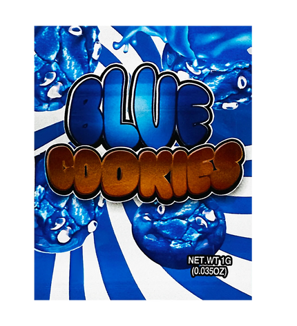 100 Pack 1g Unique Mylar Bags – Blue Cookie Graphic