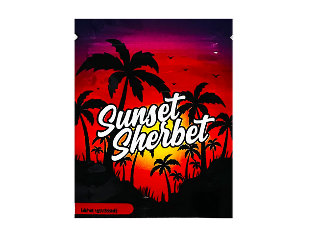 100 Pack 1g Unique Mylar Bags – Sunset Dessert Graphic