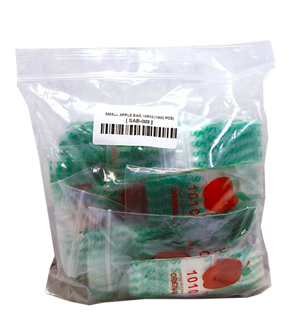 Mylar Bags, herb Mylar Bags, Where to buy mylar bags, Custom mylar bags near me, Mylar Bags Wholesale. Apple Bags. Clear plastic bag with small apple-shaped bags inside, on a white background