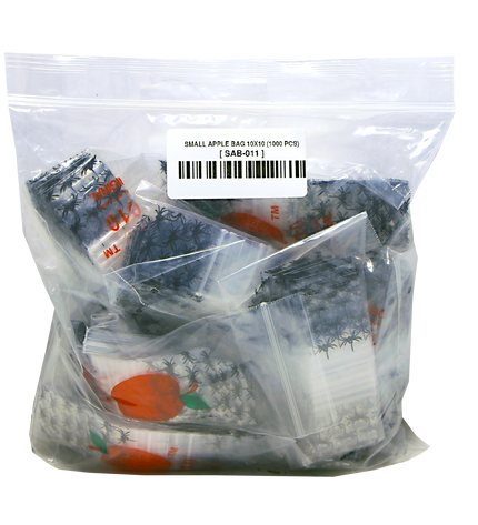Mylar Bags, herb Mylar Bags, Where to buy mylar bags, Custom mylar bags near me, Mylar Bags Wholesale. Apple Bags. Clear plastic bag with small items inside on a white background
