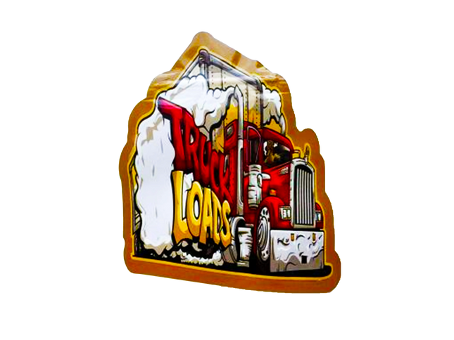 Mylar bag 3.5g, herb Mylar Bags, Where to buy mylar bags, Custom mylar bags near me, Mylar Bags Wholesale. Decorative sign with a red truck and 'Truck Loads' text on a white background