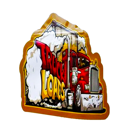 Mylar bag 3.5g, herb Mylar Bags, Where to buy mylar bags, Custom mylar bags near me, Mylar Bags Wholesale. Decorative sign with a red truck and 'Truck Loads' text on a white background