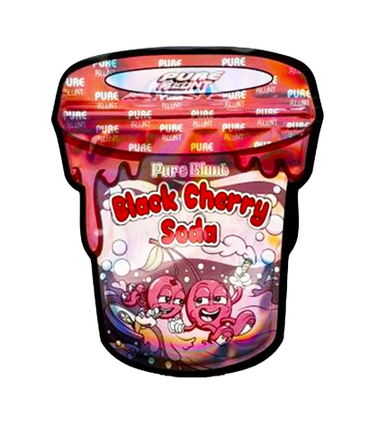 Mylar bag 3.5g, herb Mylar Bags, Where to buy mylar bags, Custom mylar bags near me, Mylar Bags Wholesale. Pac-Man Black Cherry Soda packaging with colorful design on a white background