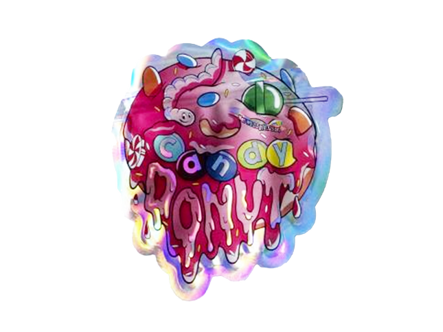 50 Pack 3.5g Shaped Mylar Bags – Candy Donut Graphic
