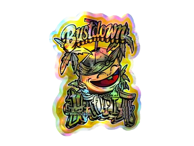 50 Pack 3.5g Shaped Mylar Bags – Bustdown Hat Graphic