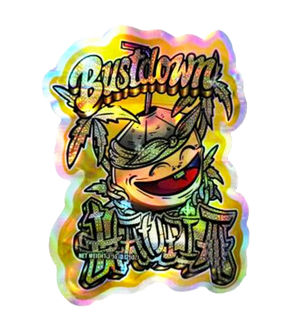 50 Pack 3.5g Shaped Mylar Bags – Bustdown Hat Graphic