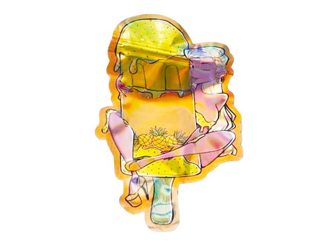 Mylar bag 3.5g, herb Mylar Bags, Where to buy mylar bags, Custom mylar bags near me, Mylar Bags Wholesale. Colorful ice cream cone with pineapple and starfish design on a white background
