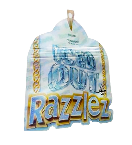 Mylar bag 3.5g, herb Mylar Bags, Where to buy mylar bags, Custom mylar bags near me, Mylar Bags Wholesale. Razzlez product packaging with colorful text on a white background