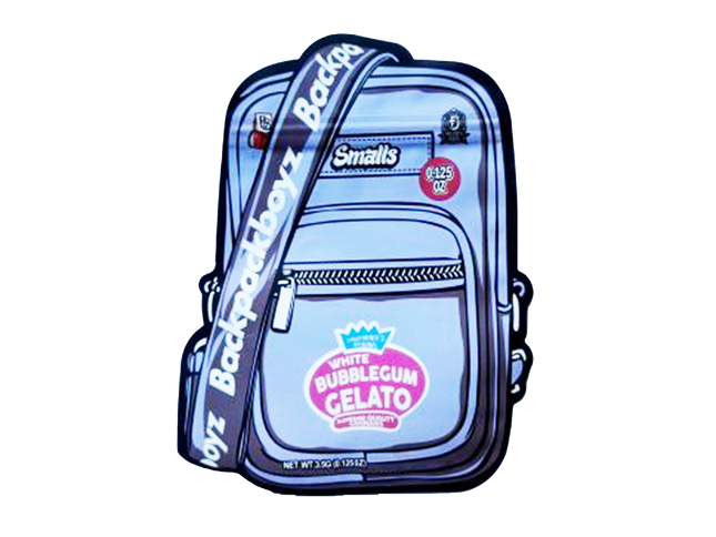 50 Pack 3.5g Shaped Mylar Bags – White Bubblegum Dessert Graphic