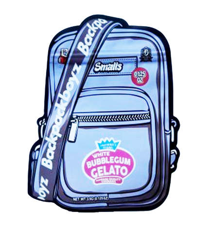 50 Pack 3.5g Shaped Mylar Bags – White Bubblegum Dessert Graphic