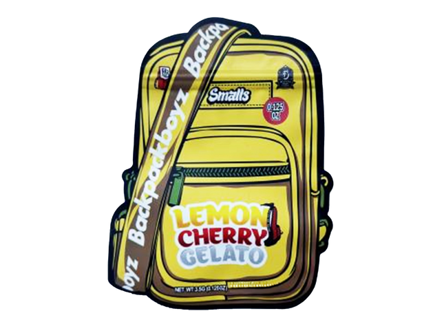 50 Pack 3.5g Shaped Mylar Bags – Lemon Cherry Dessert Graphic