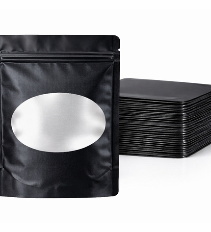 50 Pack - Med-Large Solid Color Zip-Seal Foil Pouches (4.25"x6.25") Oval Window Selection