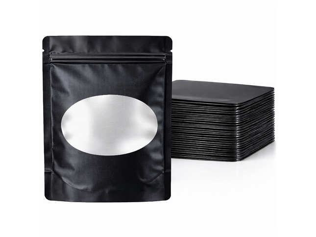 50 Pack - Med-Large Solid Color Zip-Seal Foil Pouches (4.25"x6.25") Oval Window Selection