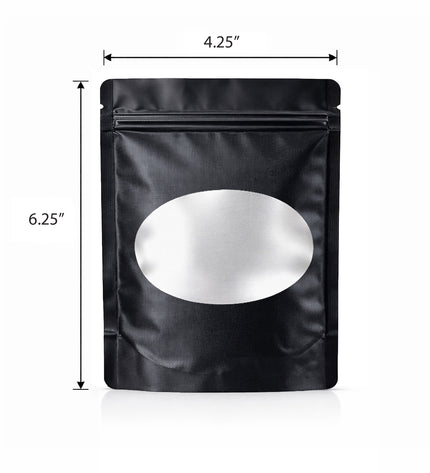 50 Pack - Med-Large Solid Color Zip-Seal Foil Pouches (4.25"x6.25") Oval Window Selection
