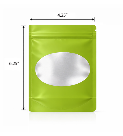 50 Pack - Med-Large Solid Color Zip-Seal Foil Pouches (4.25"x6.25") Oval Window Selection