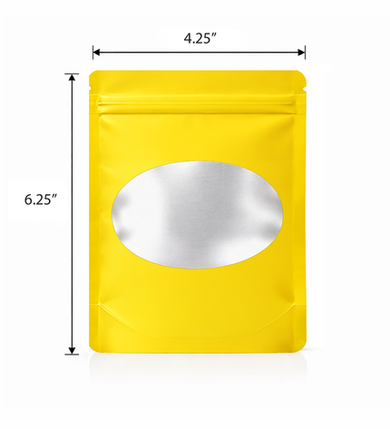 50 Pack - Med-Large Solid Color Zip-Seal Foil Pouches (4.25"x6.25") Oval Window Selection