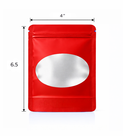 50 Pack - Med-Large Solid Color Zip-Seal Foil Pouches (4.25"x6.25") Oval Window Selection