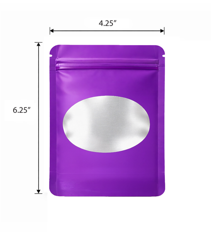 50 Pack - Med-Large Solid Color Zip-Seal Foil Pouches (4.25"x6.25") Oval Window Selection