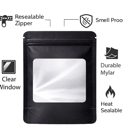 50 Pack - Med-Large Solid Color Zip-Seal Foil Pouches (4.25"x6.25") Square Style Selection