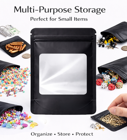 50 Pack - Med-Large Solid Color Zip-Seal Foil Pouches (4.25"x6.25") Square Style Selection