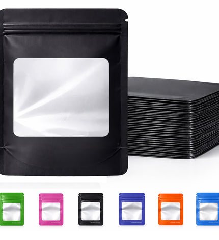 50 Pack - Med-Large Solid Color Zip-Seal Foil Pouches (4.25"x6.25") Square Style Selection