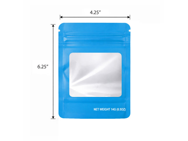 50 Pack 14G Solid Color Window Mylar Storage Bags – Light Blue