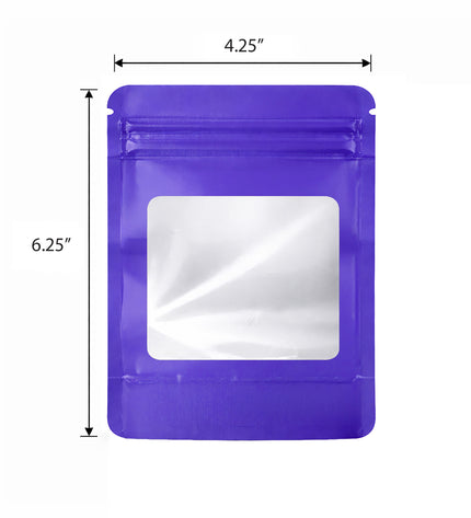 50 Pack - Med-Large Solid Color Zip-Seal Foil Pouches (4.25"x6.25") Square Style Selection