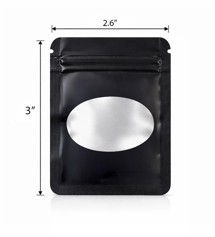 100 Pack - Mini Solid Color Zip-Seal Foil Pouches (2.6"x3") Oval Style Selection