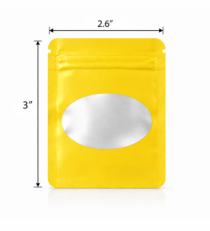 100 Pack - Mini Solid Color Zip-Seal Foil Pouches (2.6"x3") Oval Style Selection