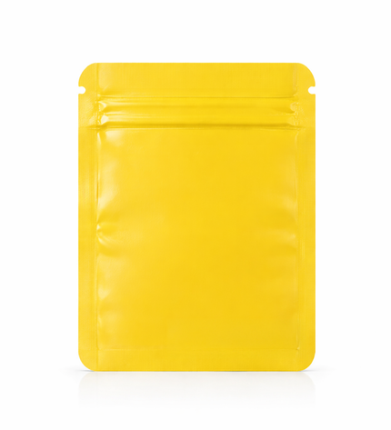 100 Pack – 1g Solid Color Mylar Bags with Oval Window - Yellow