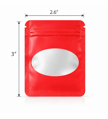100 Pack - Mini Solid Color Zip-Seal Foil Pouches (2.6"x3") Oval Style Selection