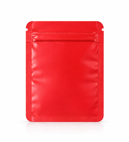 100 Pack – 1g Solid Color Mylar Bags with Oval Window - Red