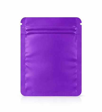 100 Pack – 1g Solid Color Mylar Bags with Oval Window - Purple