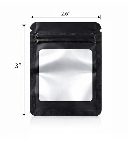 100 Pack - Mini Solid Color Zip-Seal Foil Pouches (2.6"x3.") Square Style Selection
