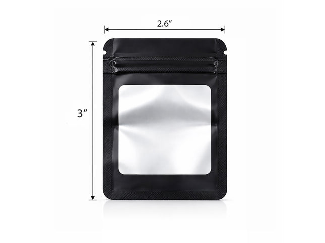 100 Pack - Mini Solid Color Zip-Seal Foil Pouches (2.6"x3.") Square Style Selection