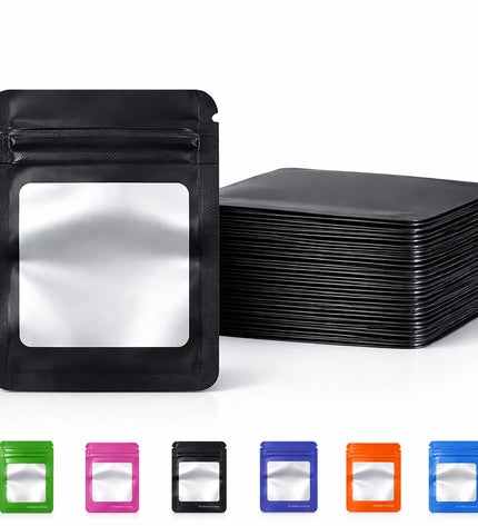 100 Pack - Mini Solid Color Zip-Seal Foil Pouches (2.6"x3.") Square Style Selection