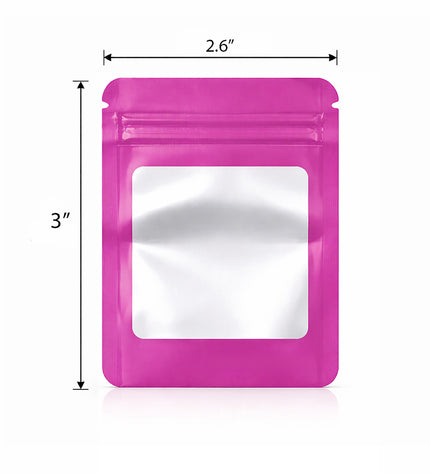 100 Pack - Mini Solid Color Zip-Seal Foil Pouches (2.6"x3.") Square Style Selection