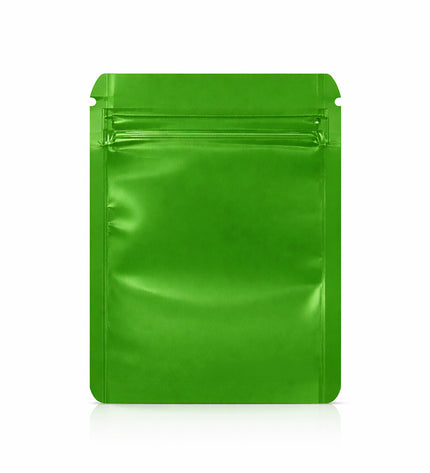100 Pack – 1g Solid Color Mylar Bags with Square Window - Green