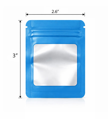 100 Pack - Mini Solid Color Zip-Seal Foil Pouches (2.6"x3.") Square Style Selection