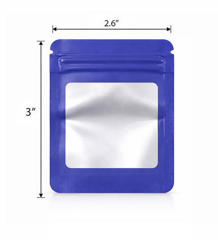 100 Pack - Mini Solid Color Zip-Seal Foil Pouches (2.6"x3.") Square Style Selection