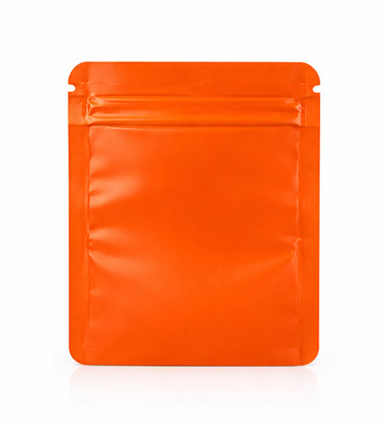 100 Pack – 1g Solid Color Mylar Bags with Square Window - Orange