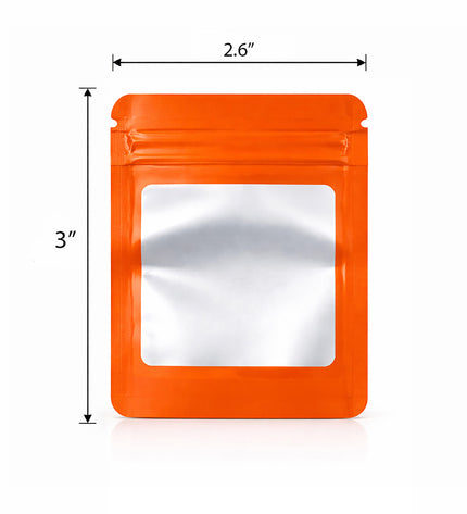 100 Pack - Mini Solid Color Zip-Seal Foil Pouches (2.6"x3.") Square Style Selection