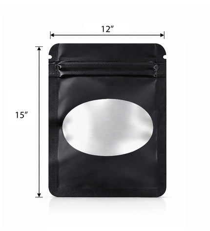25 Pack - X-Large Solid Color Zip-Seal Foil Pouches (12"x15") Oval Window Selection