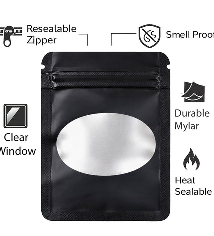 25 Pack - X-Large Solid Color Zip-Seal Foil Pouches (12"x15") Oval Window Selection