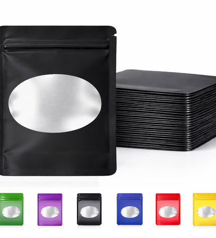 25 Pack - X-Large Solid Color Zip-Seal Foil Pouches (12"x15") Oval Window Selection