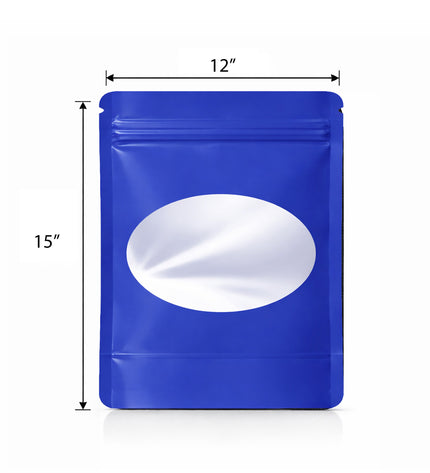 25 Pack - X-Large Solid Color Zip-Seal Foil Pouches (12"x15") Oval Window Selection